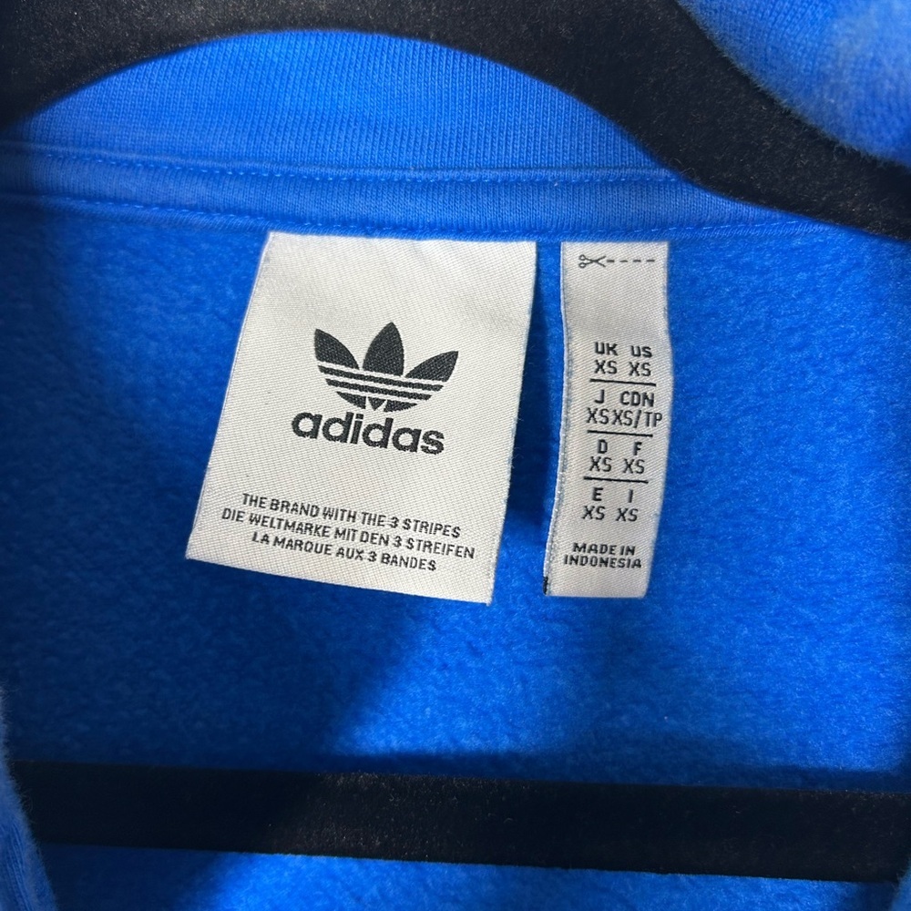 adidas Originals Adicolor Contempo Half-Zip Blue Cotton Blend Crew Sweatshirt - Picture 5 of 10